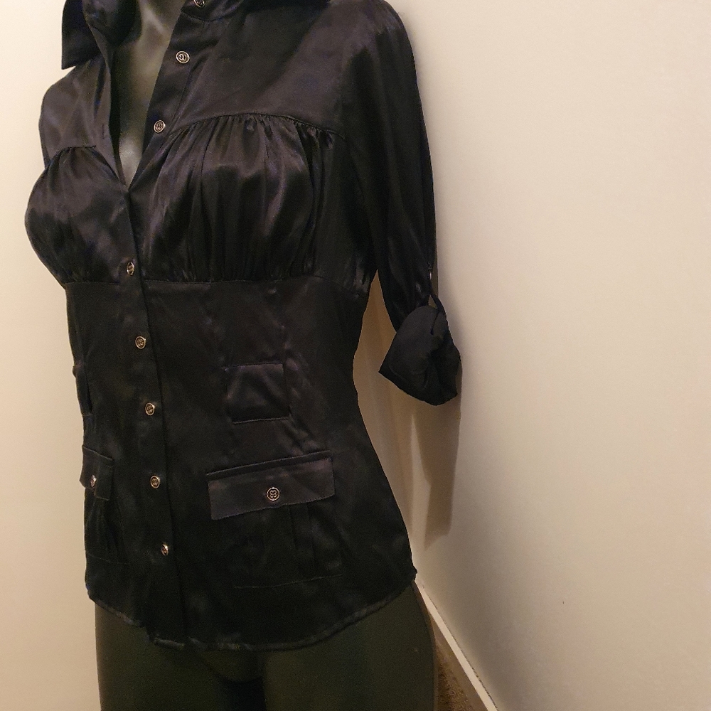 Long sleeve bebe top.black  size xs - Picture 2 of 5